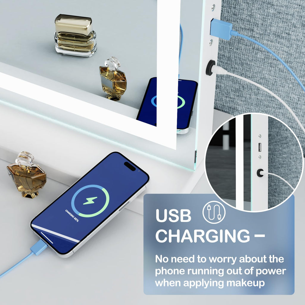 x 24 LED Makeup Vanity Mirror with 10X Magnification USB Charging Port and Dimmable 3 Modes Retail $88.00