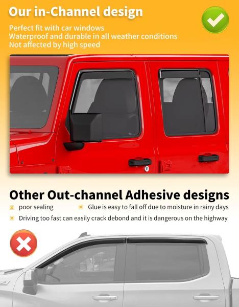 Saleago Window Rain Guards for Jeep Wrangler JLGladiator Black $52.00