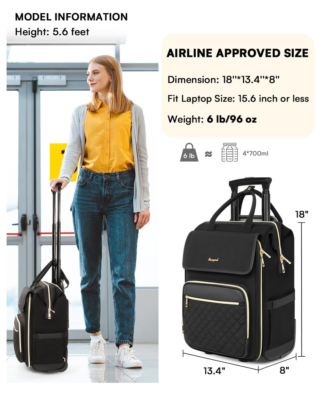 Open-Box New Arcoyard Rolling Laptop Backpack - Water-Resistant Travel For Women Retail $79.00