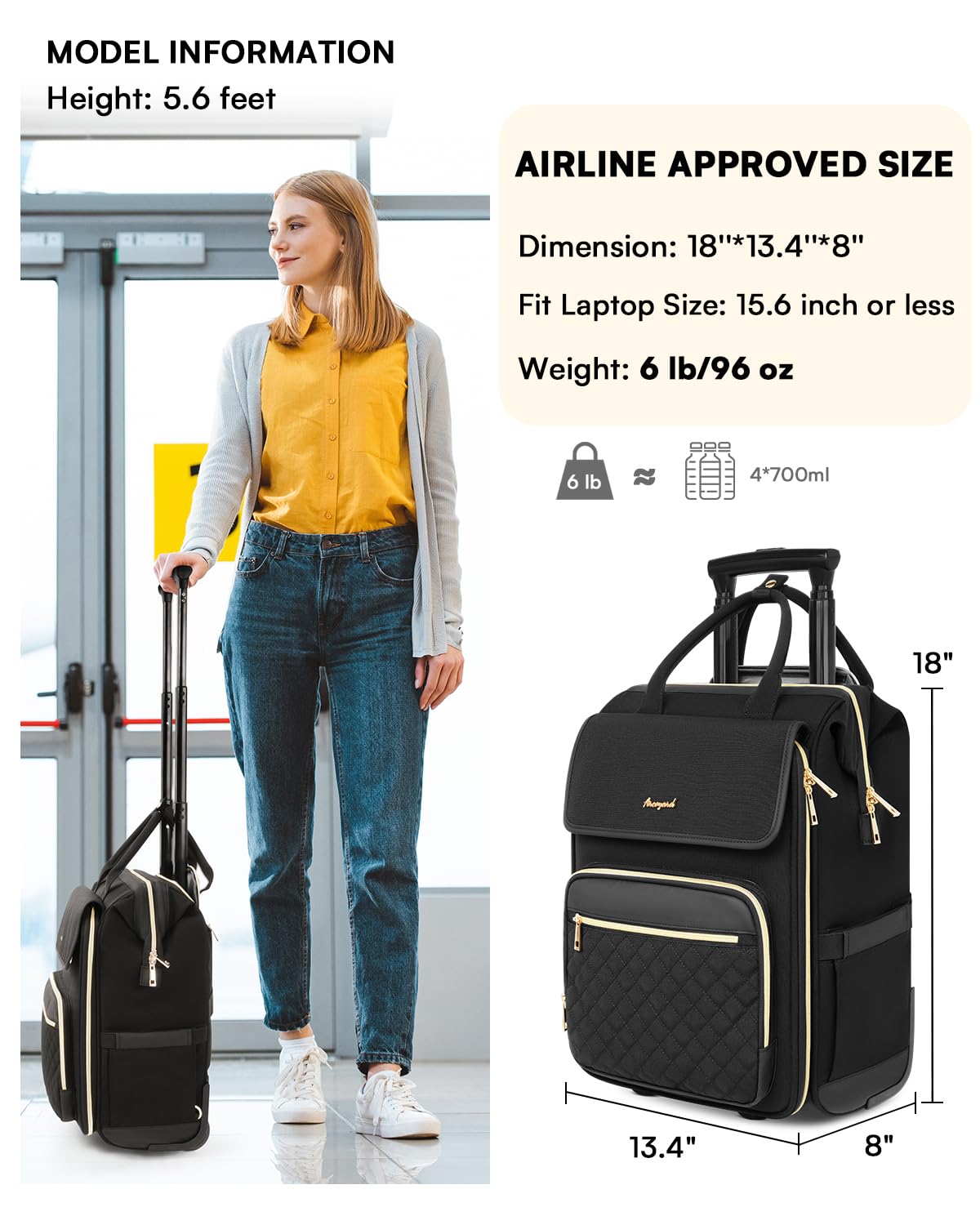 Open-Box New Arcoyard Rolling Laptop Backpack - Water-Resistant Travel For Women Retail $79.00