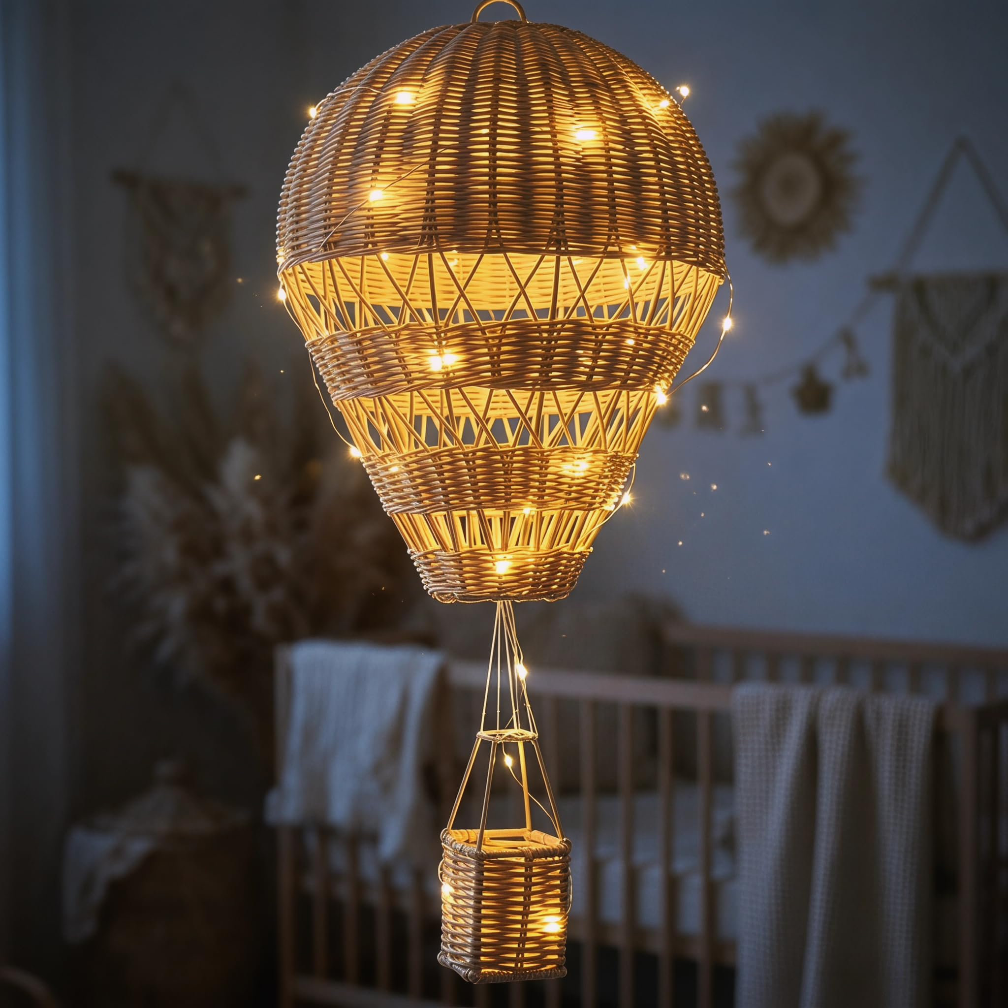 Alipis Natural Rattan Woven Hot Air Balloon Decor Delicate Kids Room Rattan Craft Retail $59.00
