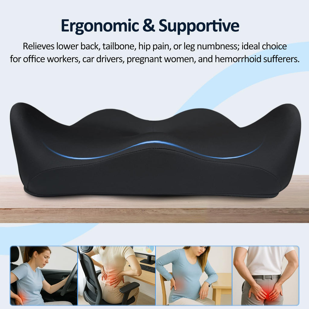 Brown X-Large Ergonomic Memory Foam Seat Cushion