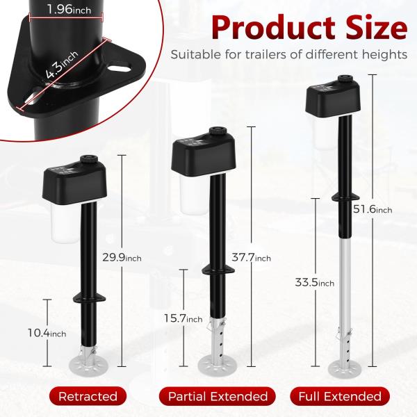 LBS Electric Trailer Jack with 2 Remote Controls IP65 Waterproof