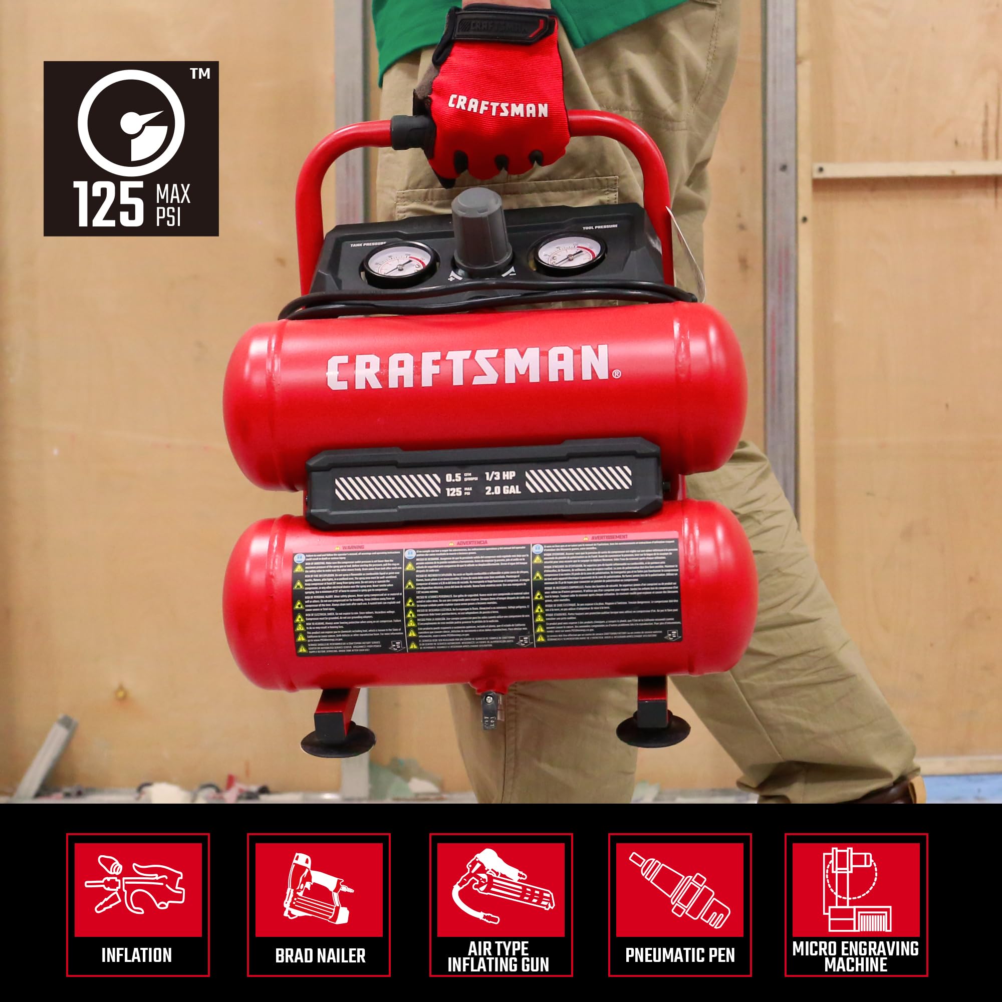 CRAFTSMAN 2-Gallon Oil-Free Air Compressor 125 PSI 22.8 lbs $231.75