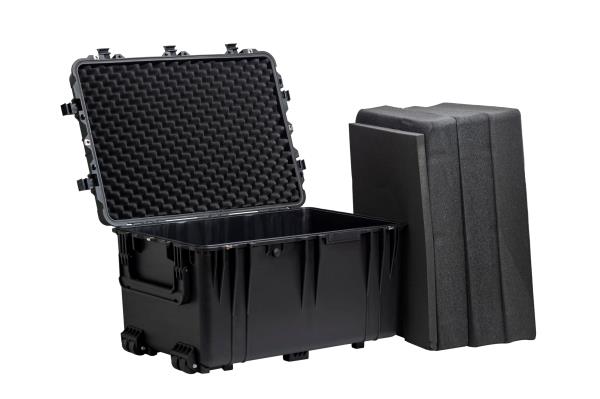 MEIJIA Portable Waterproof Protective Case,Hard Camera Case With Retractable Pull Handle And Rolling Wheels,Customizable Fit Foam Inserted,Elegant Black, 31.56"X22.99"X19.49" Retail $339.00