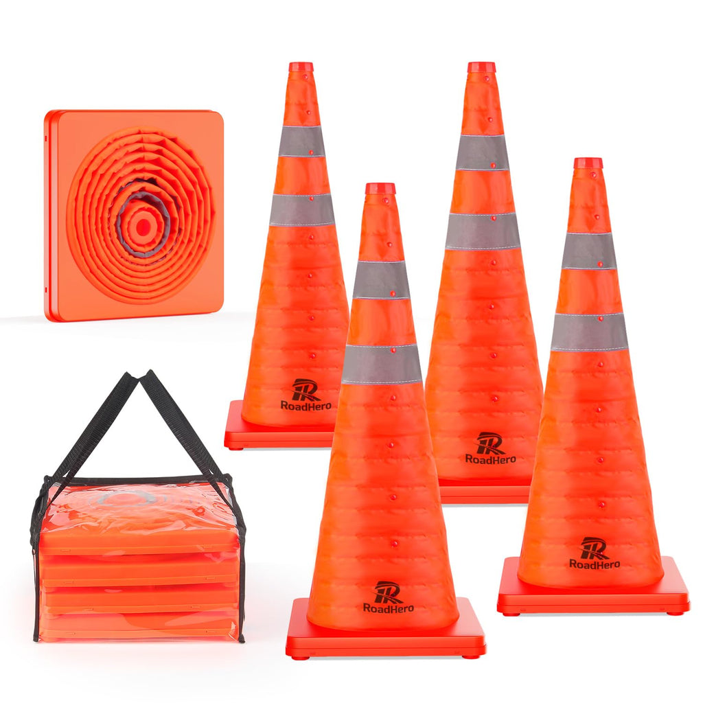 Open-Box New RoadHero 28 Collapsible Traffic Safety Cones with Reflective Collar 4-Pack Retail $44.00