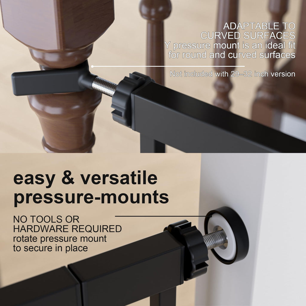 Metal Baby Gate for Stairs and Doorways 30 Inches Tall Pressure Mounted Auto-Close Black $36.75