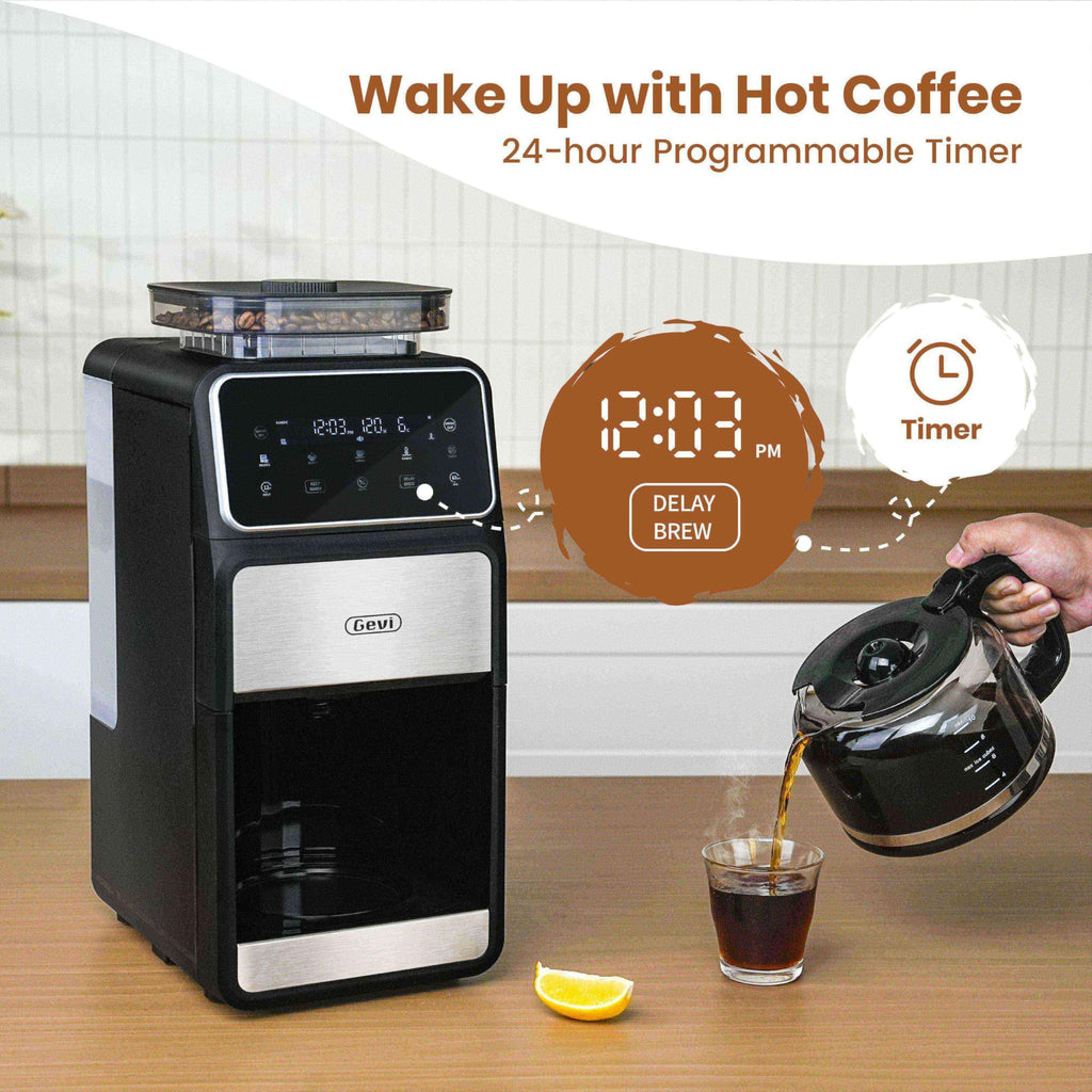 Gevi Black 10-Cup Grind  Brew Drip Coffee Maker w Built-in Grinder Retail $159.00