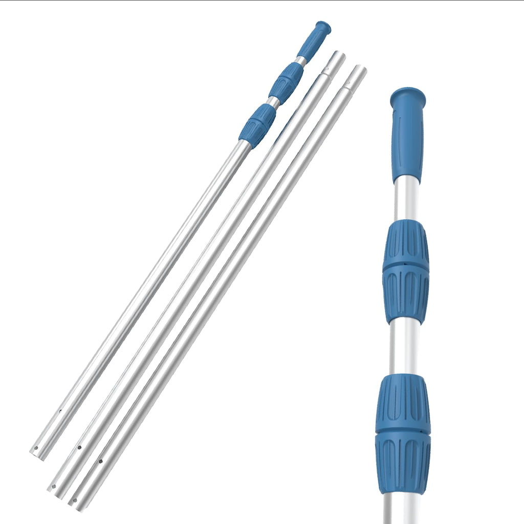 Professional 15ft Telescopic Aluminum Swimming Pool Pole Adjustable 3.4-15ft SilverBlue
