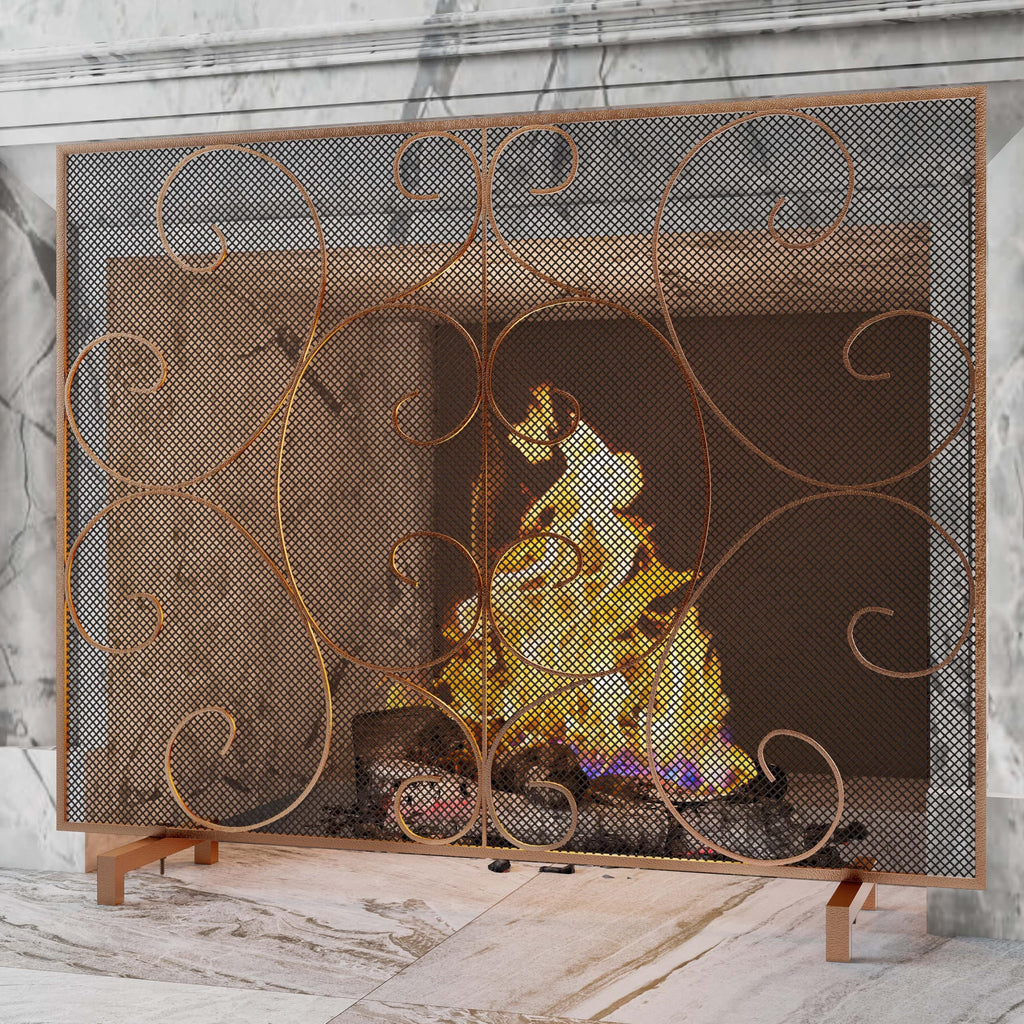 Open-Box New Kingson Decorative Single Panel Antique Bronze Fireplace Screen Retail $69.99