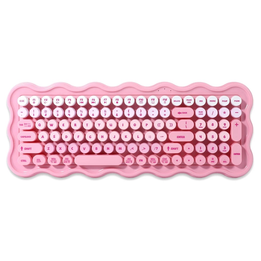 Wireless Wavy Keyboard Slim Design Pink