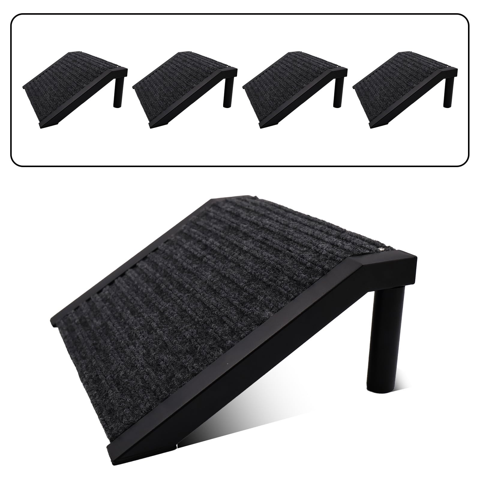 Dog Ramp for Stairs Non-Slip Pet Steps with Locked-in Carpet Iron Frame