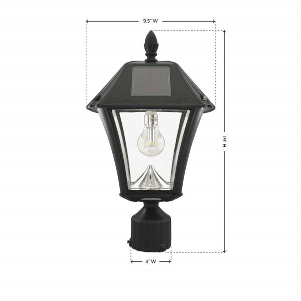 Gama Sonic Baytown II Solar Outdoor Post Light with 3 Mounting Options 3in. Fitter