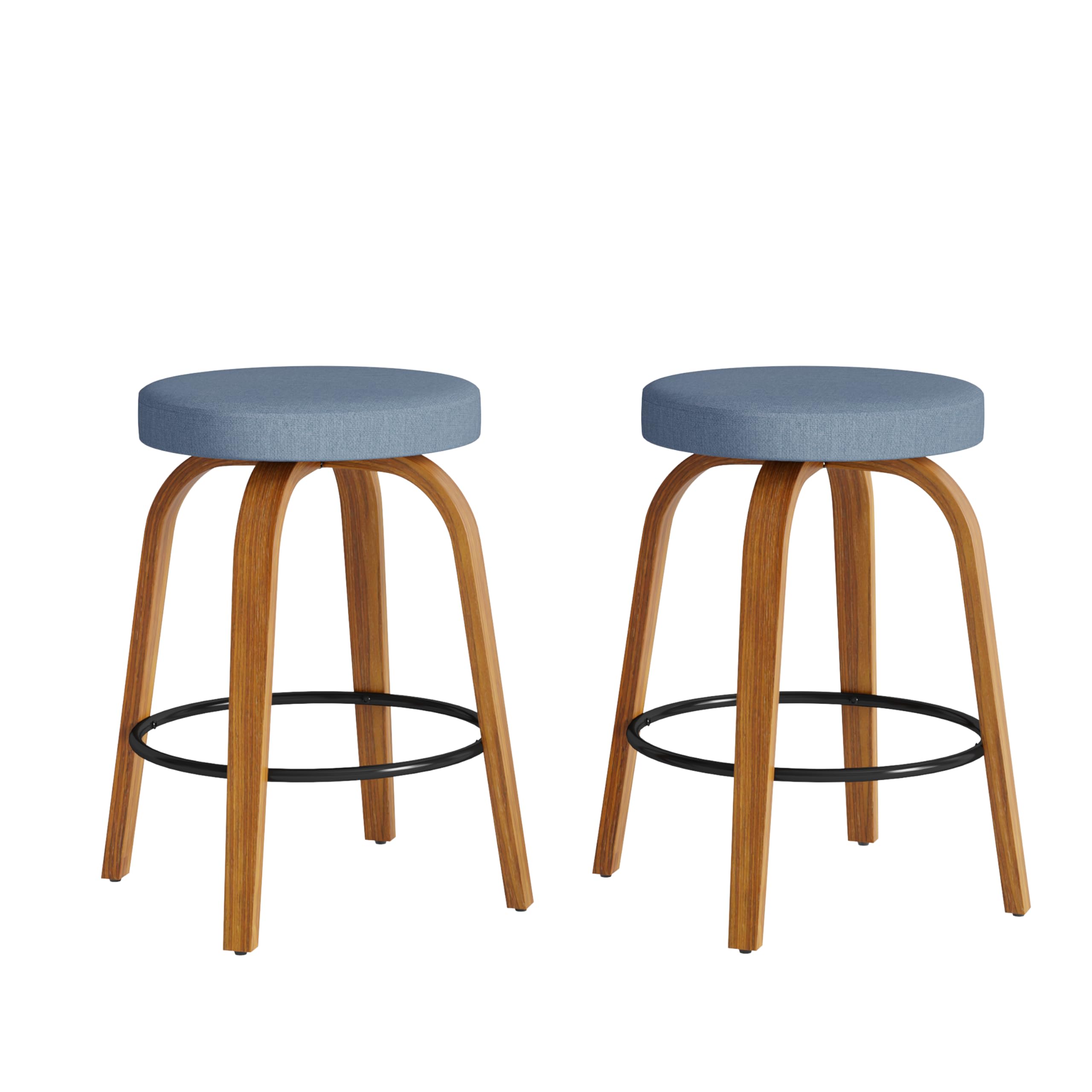 Open-Box New GREHOME Set of 2 Blue 24 Counter Height Swivel Bar Stools