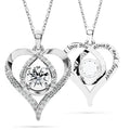 Heart Pendant Necklace Moissanite S925 Sterling Silver White Gold I Love You Engraved Retail $161.00