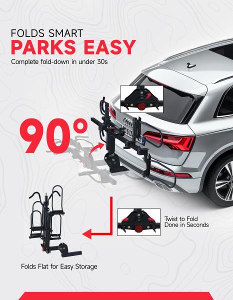 '-Bike Hitch Mount Platform Rack for 2 Inch Receiver Fits Up to 5-inch Fat Tires 200LB Capacity