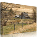 Framed Rustic Farmhouse Canvas Wall Art Vintage Barn Landscape 24x16 Inch Ready to Hang