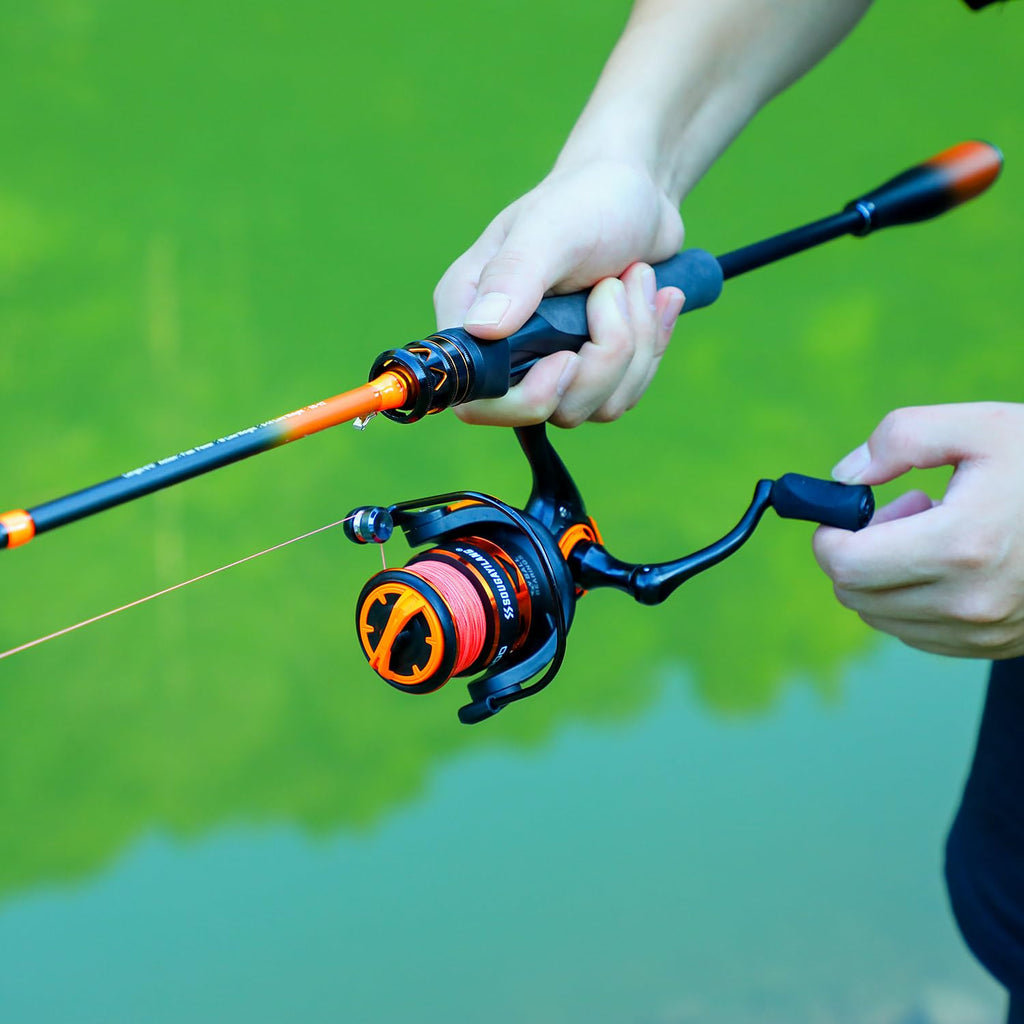 Fishing Rod and Reel Combo IM6 Graphite 2-Piece 6.31 Gear Ratio 18LB Drag
