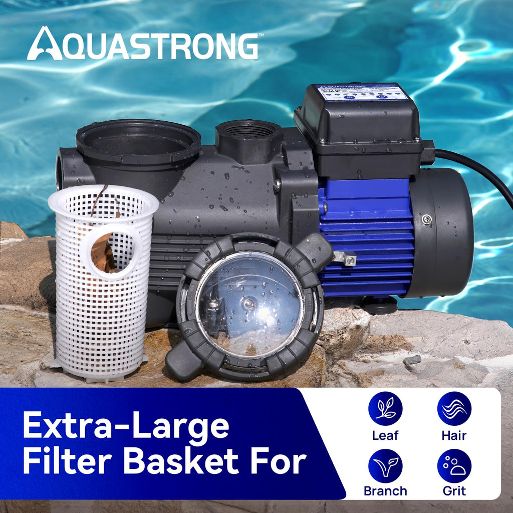 Above Ground Pool Pump High Flow Self Priming 1 HP with Filter Basket Blue