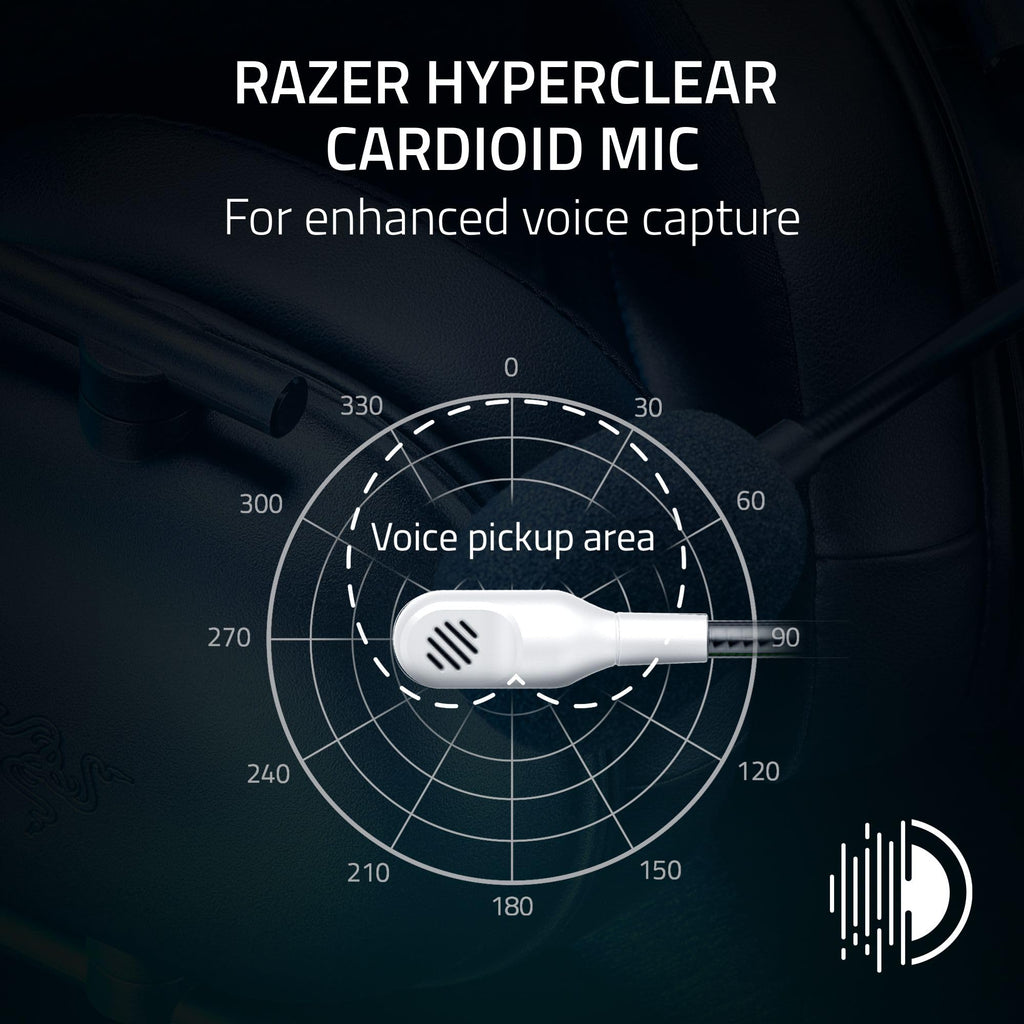 Razer BlackShark V2 X Multi-Platform Gaming Headset - 50mm Drivers Cardioid Mic White