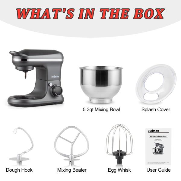 CUSIMAX Stand Mixer, 5.3 QT Tilt-Head Food Mixer with Bowl, 650W Retail $96.00
