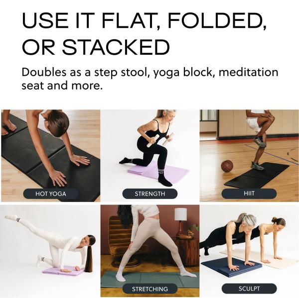 Stakt Foldable Yoga Mat Pro Non-Slip 2-in-1 Fitness Exercise Mat - Black