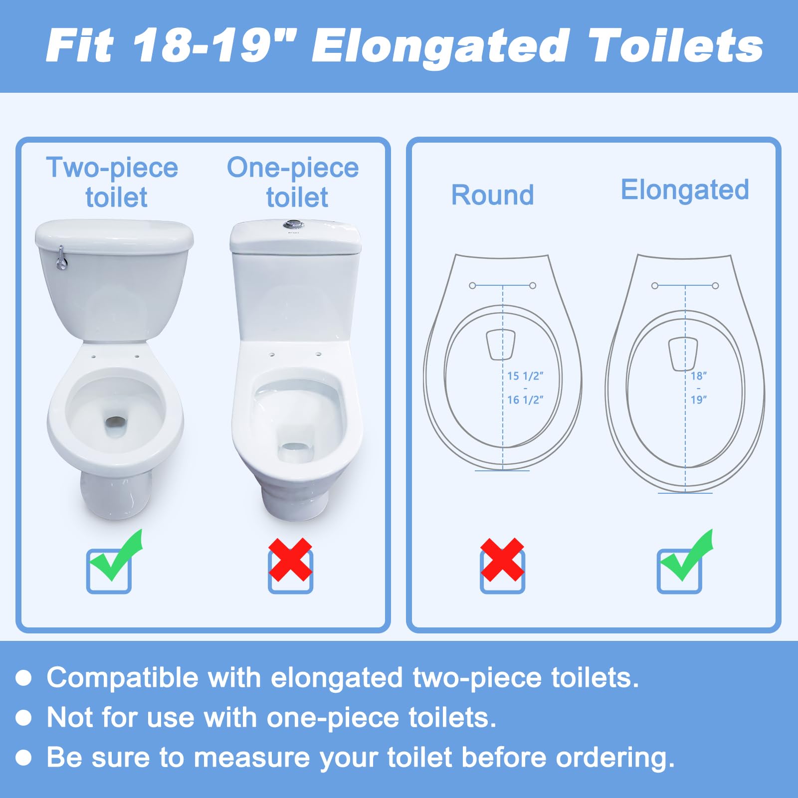 White 3.5 Inch Elongated Raised Toilet Seat with Removable Padded Handles 300 lbs Capacity