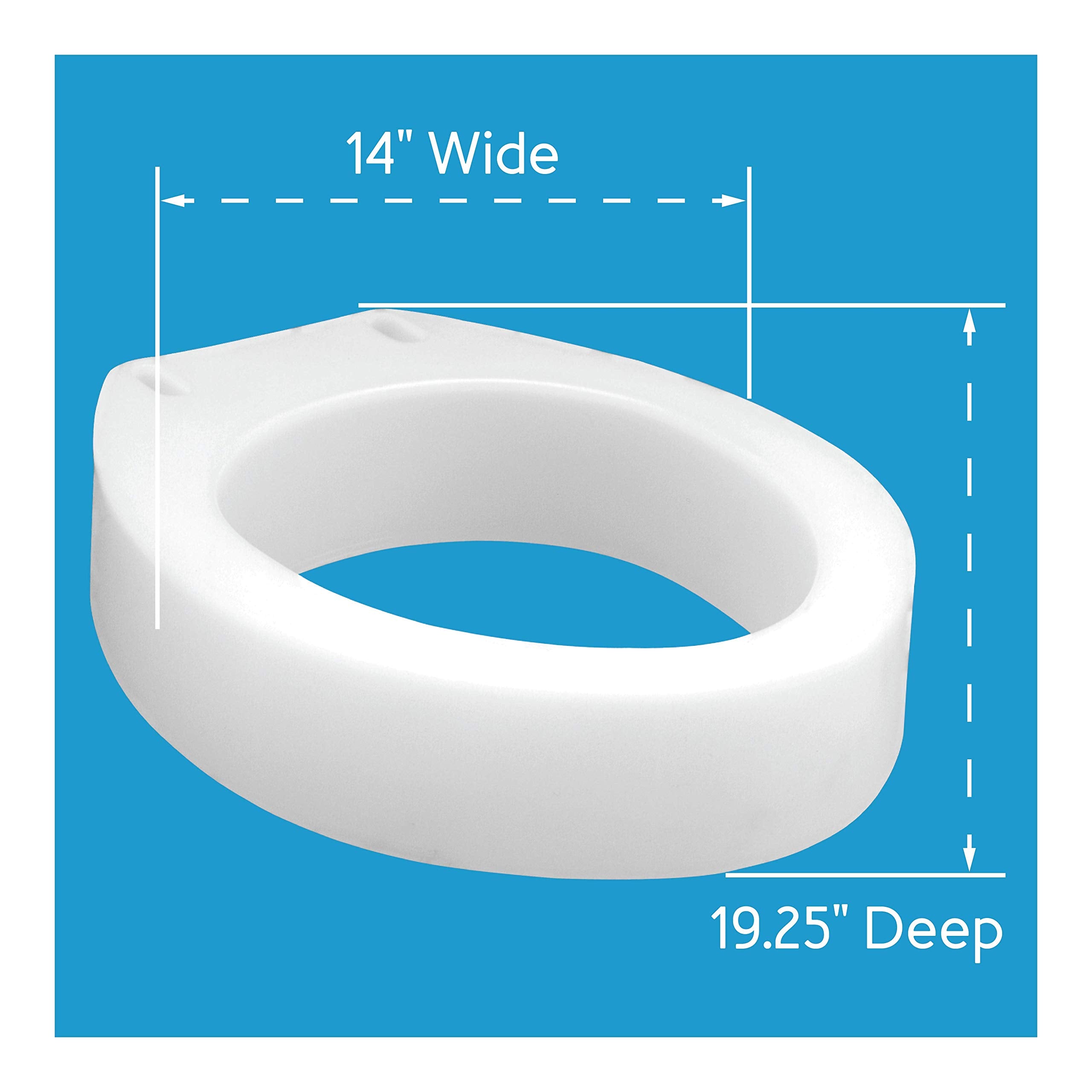 White Elongated Toilet Seat Riser 3.5 Height 300lb Capacity