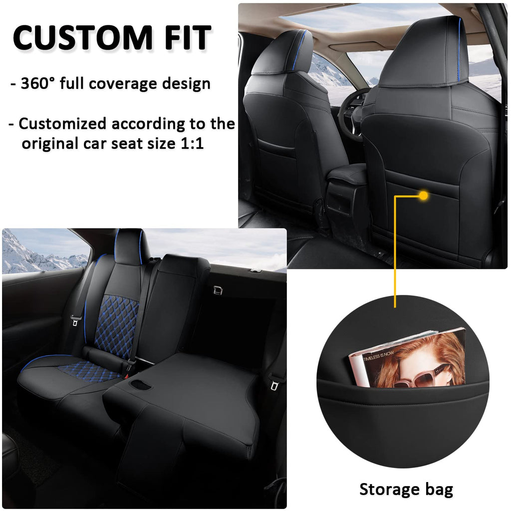 Open-Box New GIANT PANDA Faux Leather Car Seat Covers - Toyota Corolla 2020-2022 BlackBlue