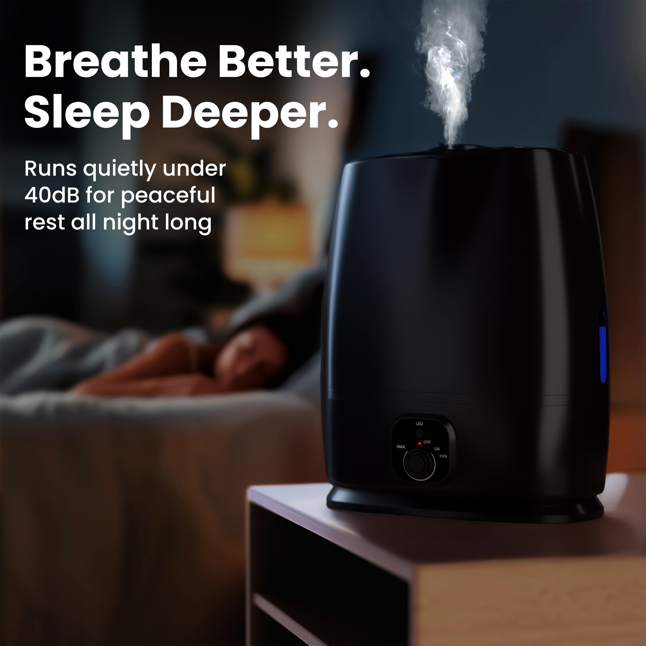 Black 6L Ultrasonic Cool Mist Humidifier with Oil Diffuser Whisper-Quiet