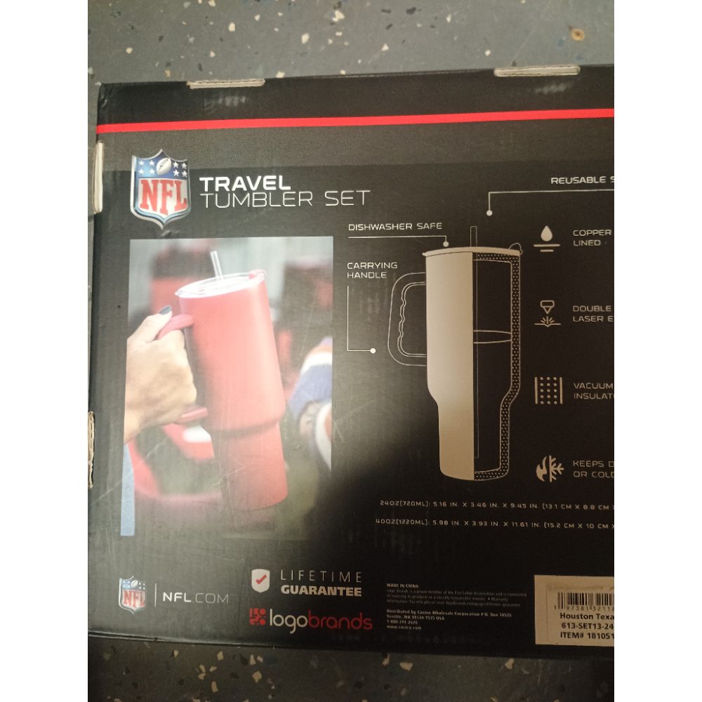 NFL Houston Texans BlueRed 24oz  40oz Vacuum Insulated Travel Tumbler Set Retail $45.00
