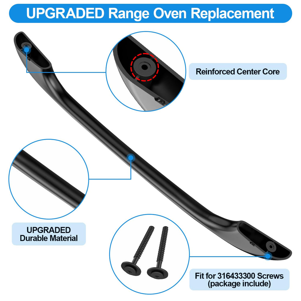 Black Oven Door Handle Replacement for Kenmore Electrolux Frigidaire 5304458312