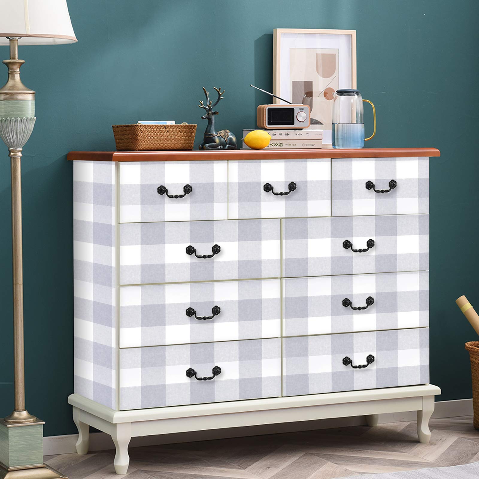 Melwod Grey White Plaid Peel  Stick Wallpaper 17.7x394 - Buffalo Gingham Retail $29.00