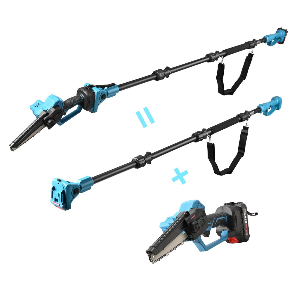 Blue 2-In-1 Pole Saw  6-Inch Mini Chainsaw
