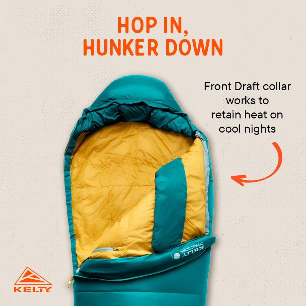 Open-Box New Kelty Cosmic 20 Degree 550 Down Fill Womens 3-Season Sleeping Bag - Deep Lake Teal