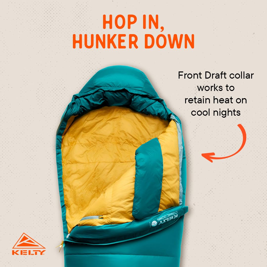Open-Box New Kelty Cosmic 20 Degree 550 Down Fill Womens 3-Season Sleeping Bag - Deep Lake Teal