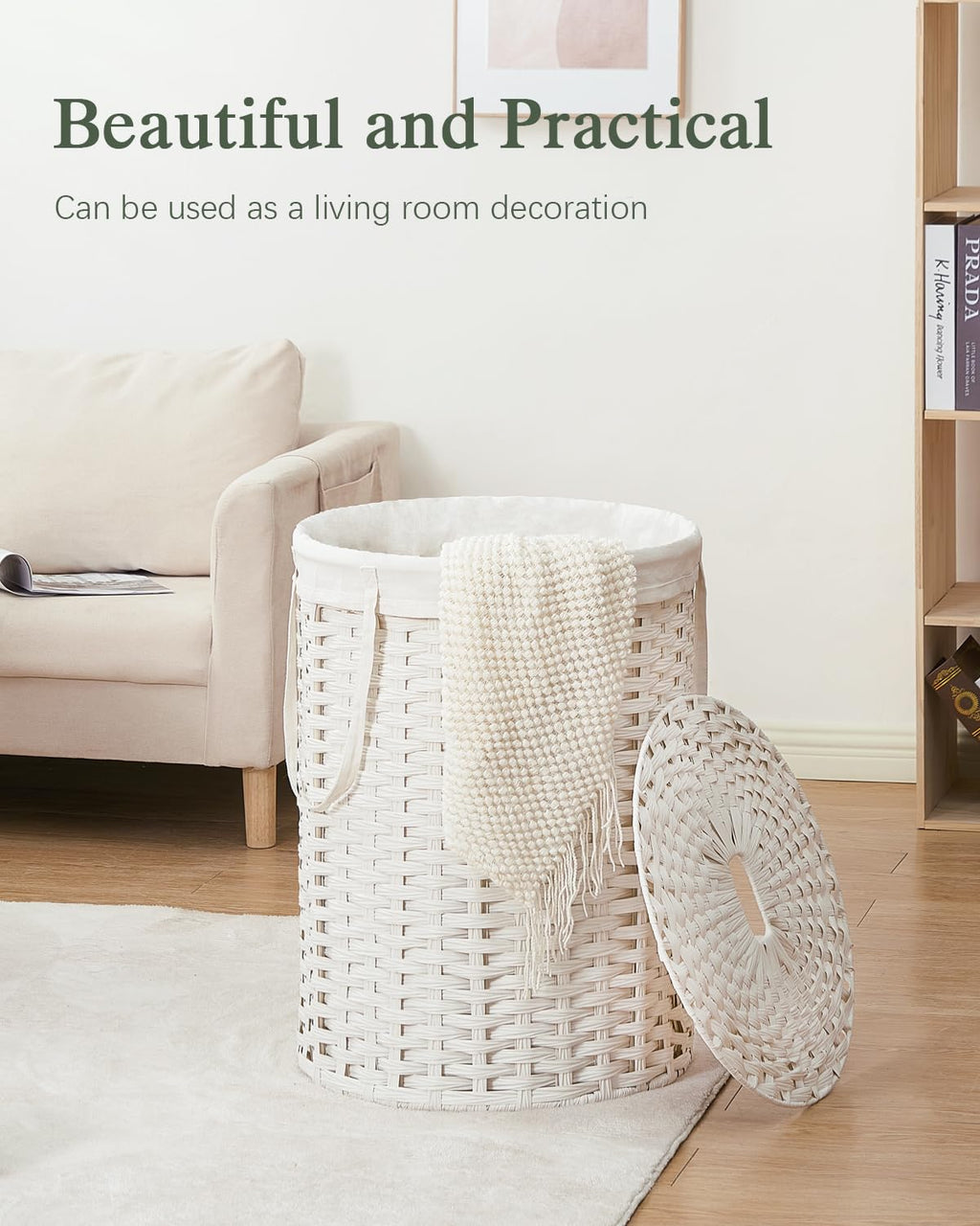 Open-Box New SETVSON Round Rattan 110L Handwoven Laundry Hamper