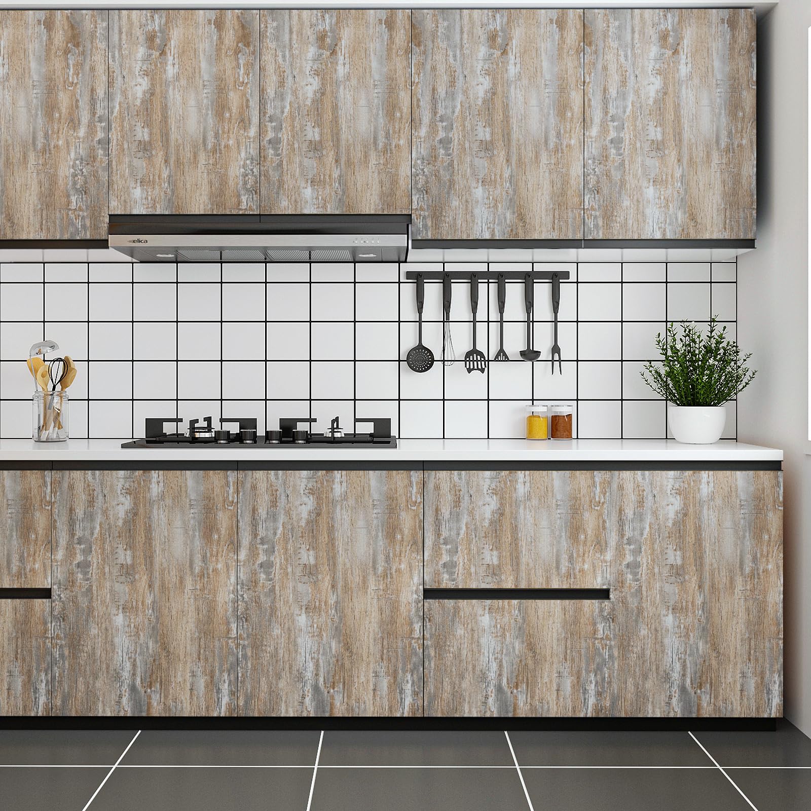 Distressed Light Wood Grain Peel  Stick Contact Paper Wallpaper 32x118 Waterproof