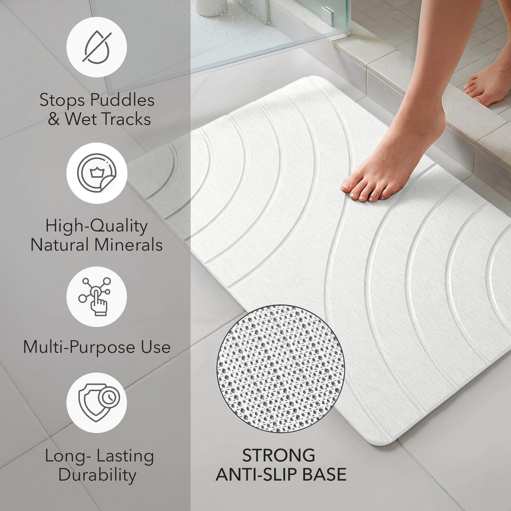 New As-Is KAMALAN 32x20 Diatomaceous Earth Quick Drying Stone Bath Mat Retail $69.00