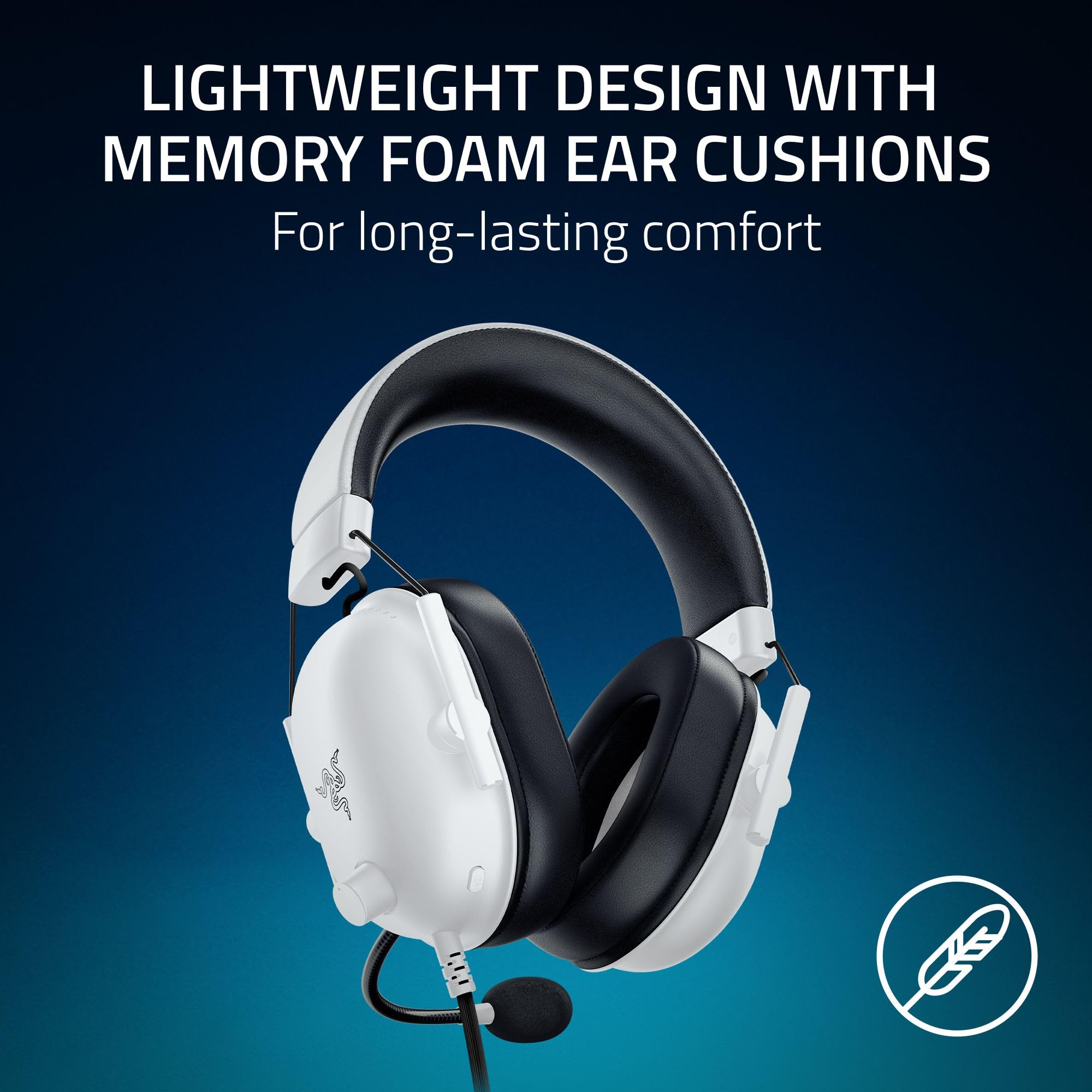 Razer BlackShark V2 X Multi-Platform Gaming Headset - 50mm Drivers Cardioid Mic White