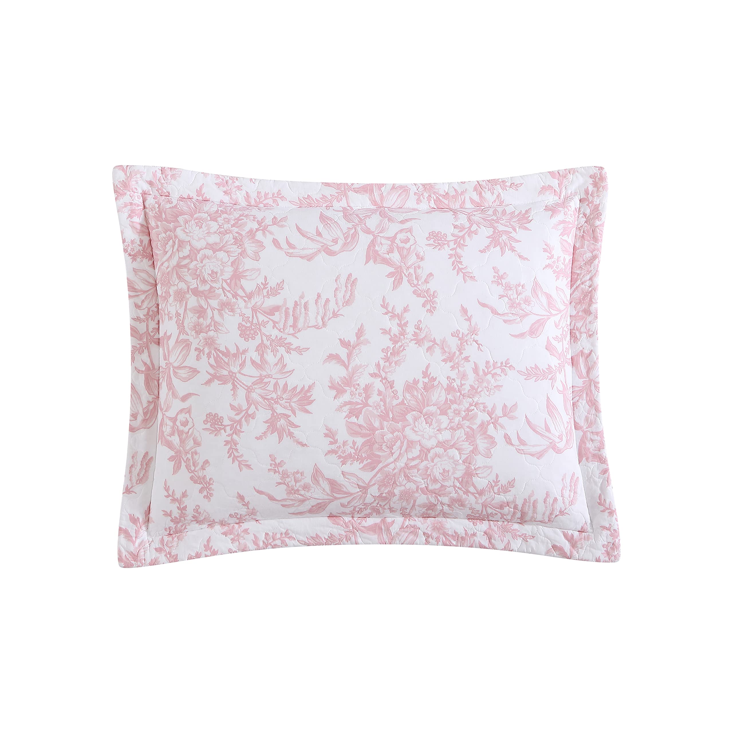 Laura Ashley - Twin Quilt Set, Soft & Reversible Cotton Floral Bedding with a Medium Weight Feel, 2 Piece Bed Set with Matching Pillowcase (Bedford Pink) Retail $79.00