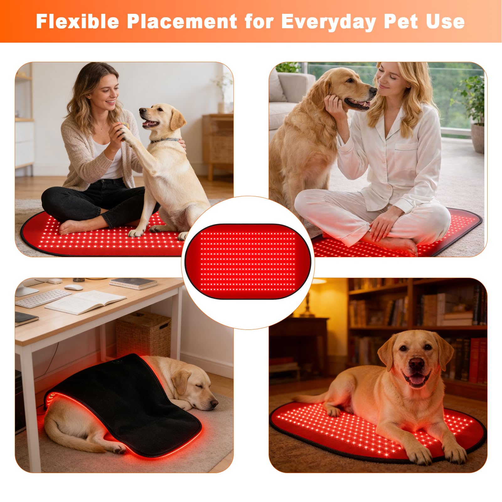 Red Light Therapy Mat for Dogs, 23.6 x 39.4 Inches Pet Light Therapy Mat, 360 LED Beads, 660nm & 880nm Light, Timer and Controller, for Dog Back, Waist, Legs Retail $119.00