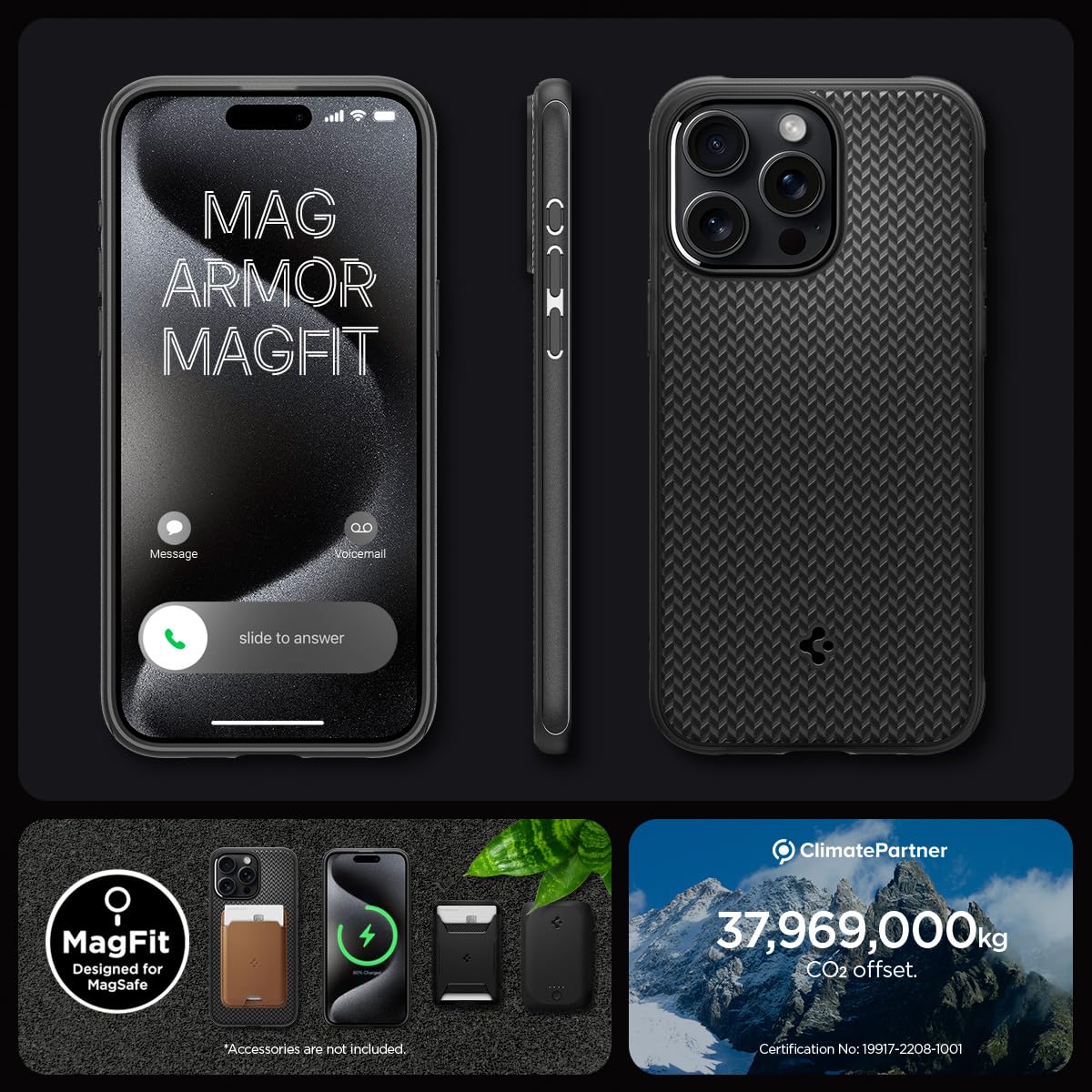 Spigen Mag Armor MagFit Case for iPhone 15 Pro Max MagSafe Compatible Navy Blue