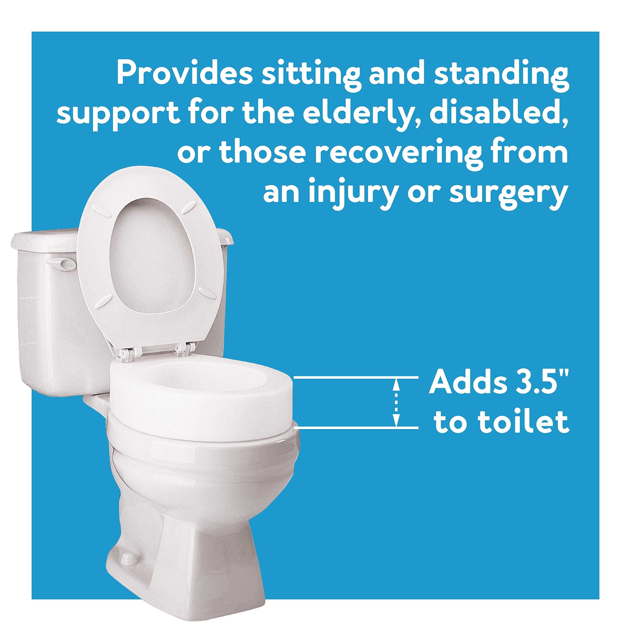 White Elongated Toilet Seat Riser 3.5 Height 300lb Capacity