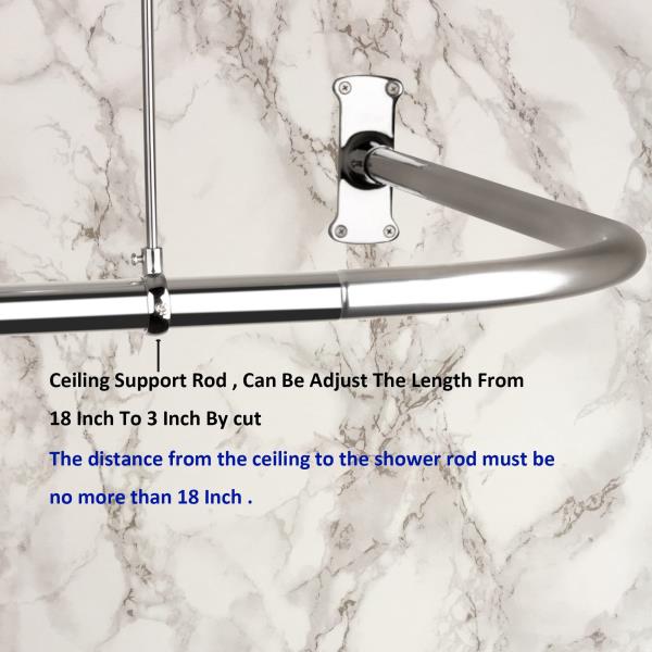 L Shaped Shower Curtain Rod Fits up to 62 Inches Long and 27 Inches Wide Chrome Plated