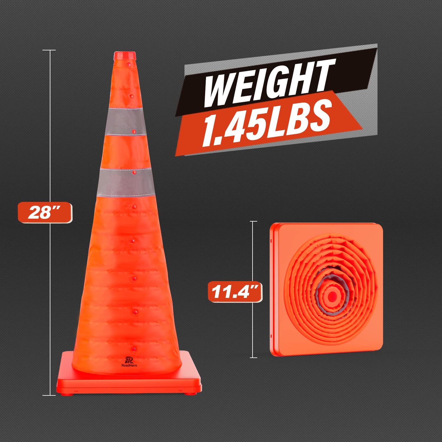 Open-Box New RoadHero 28 Collapsible Traffic Safety Cones with Reflective Collar 4-Pack Retail $44.00