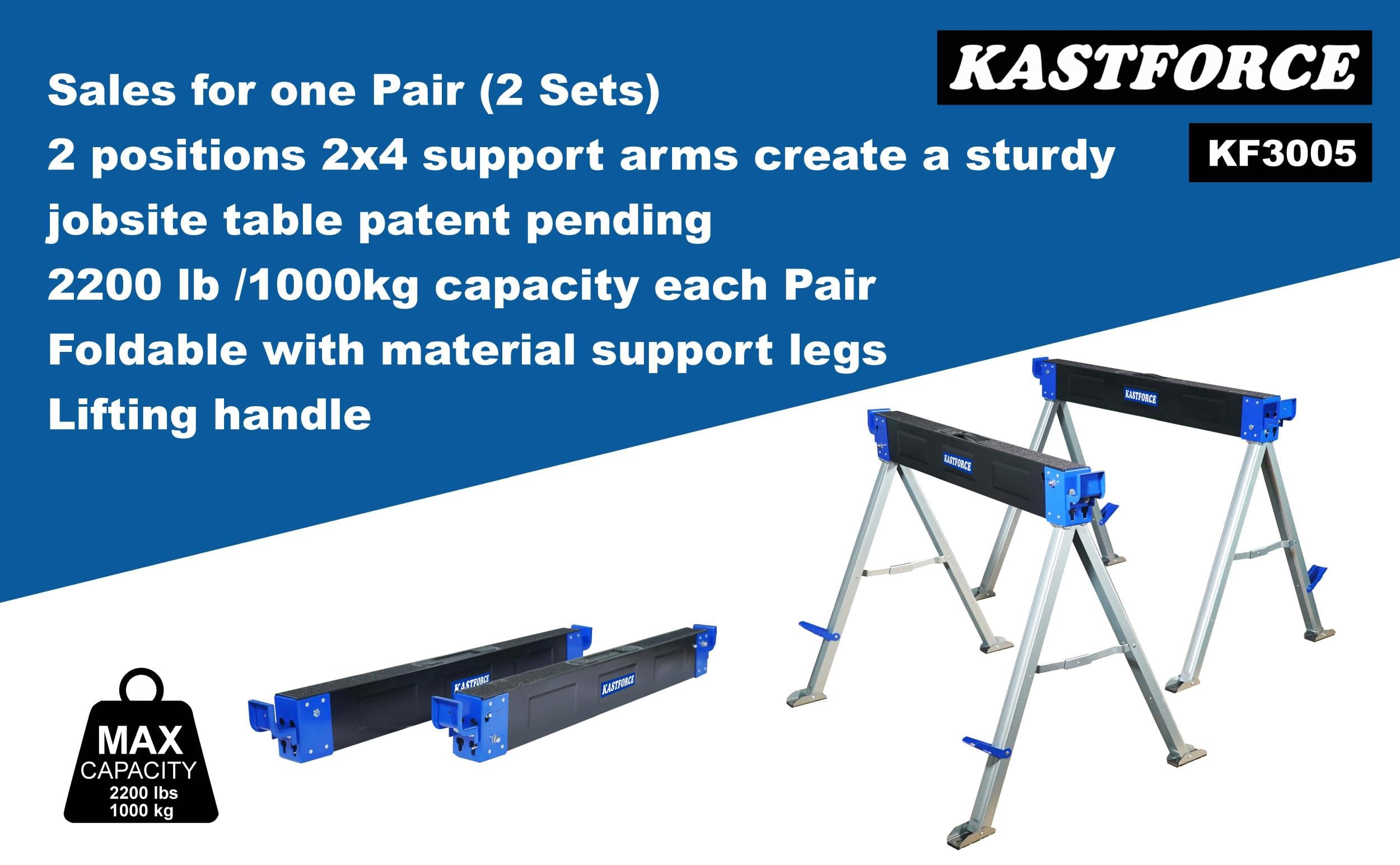 Heavy Duty Folding Sawhorse 2200 lb Capacity Twin Pack Blue KF3005