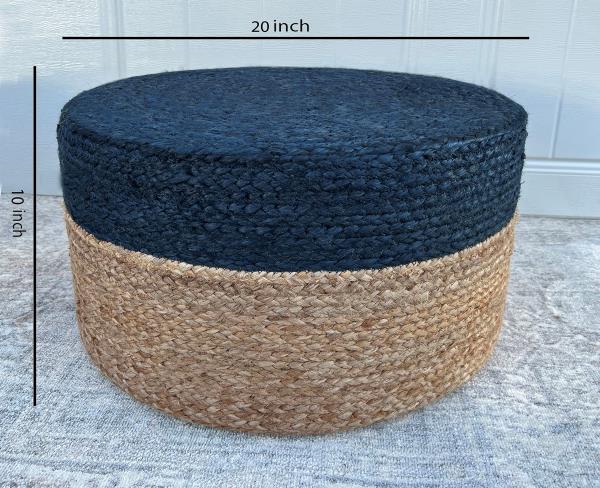 Scandilivin Homes Pouf Ottoman 100% Jute Braided Pouffe (20"x20"x10")