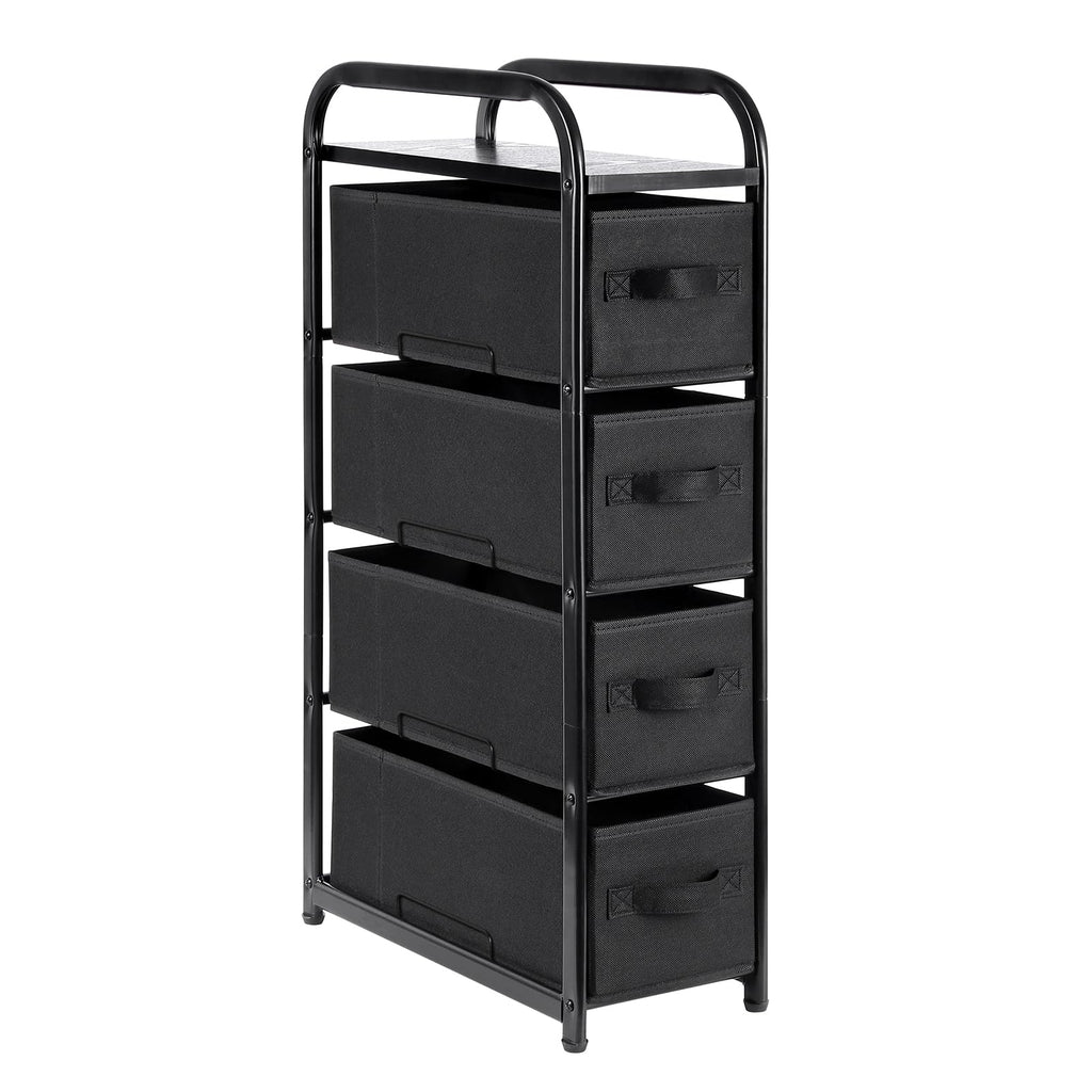 Black 4-Drawer Fabric Storage Tower Dresser