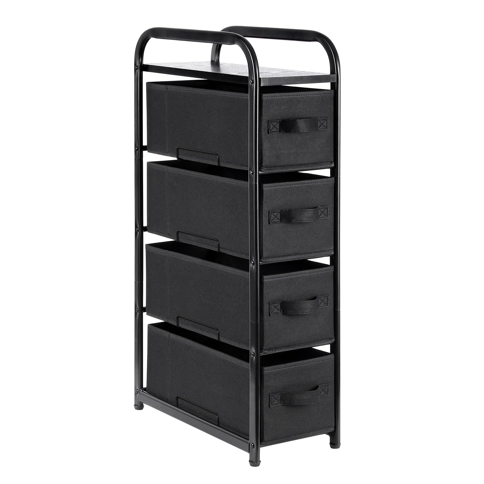 Black 4-Drawer Fabric Storage Tower Dresser